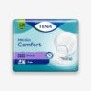 Verpackung von TENA ProSkin Comfort Plus Compact Einlagen mit CompactDry Core und FeelDry Advanced Technologie, zeigt 3-fach-Schutz für Trockenheit, Weichheit und Sicherheit. Trockenheit 8 von 8 Tropfen.